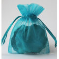 Drawstring Gift Pouches Made of Organza with Gold Foil Stamping